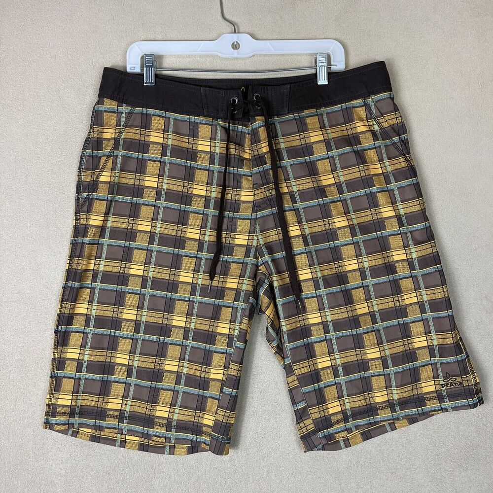 Prana Shorts Adult 36 Brown Yellow Outdoor Hiking Beach Hybridizer Mens